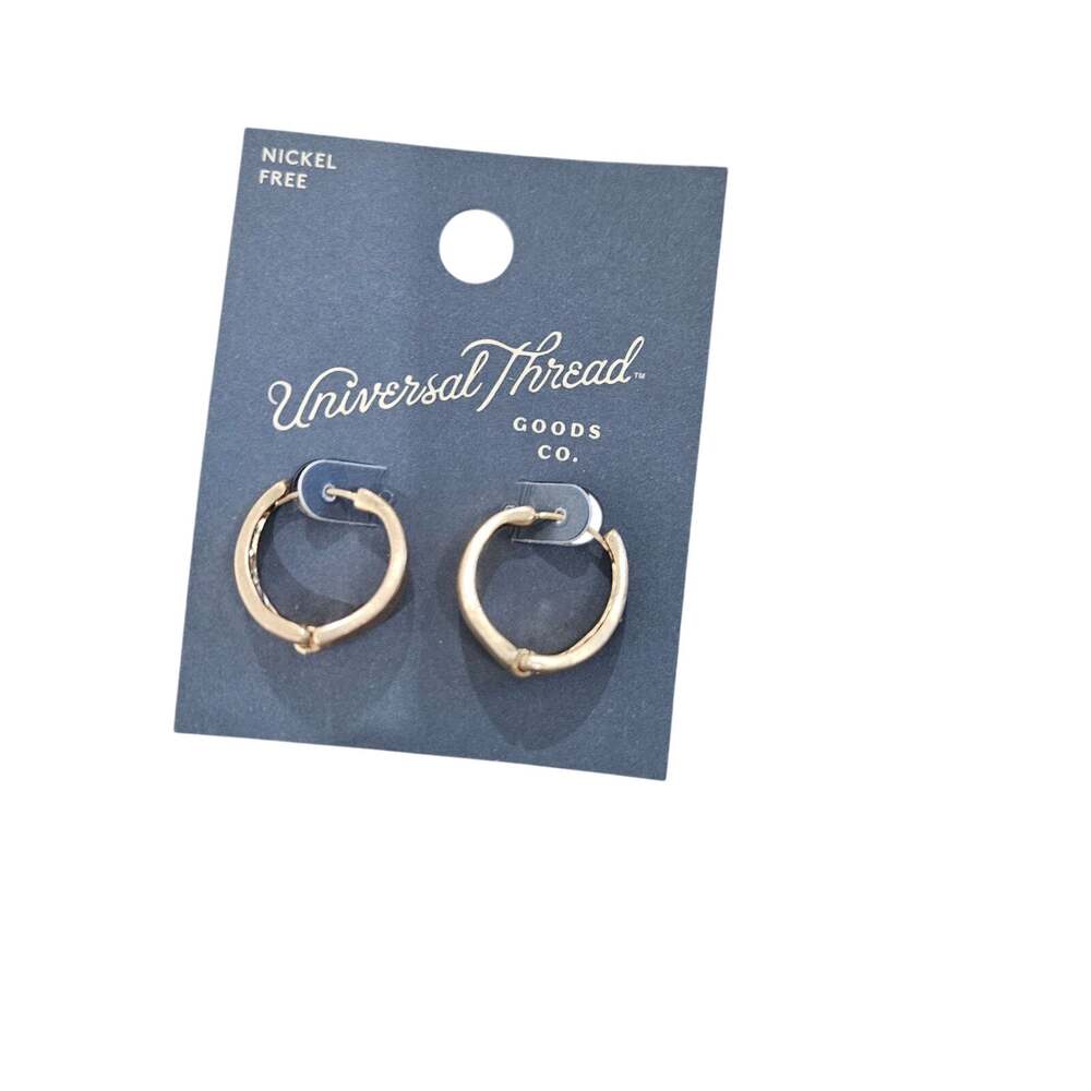 Universal Thread Gold Tone Chunky Huggie Hoop Earrings Nickel Free NWT